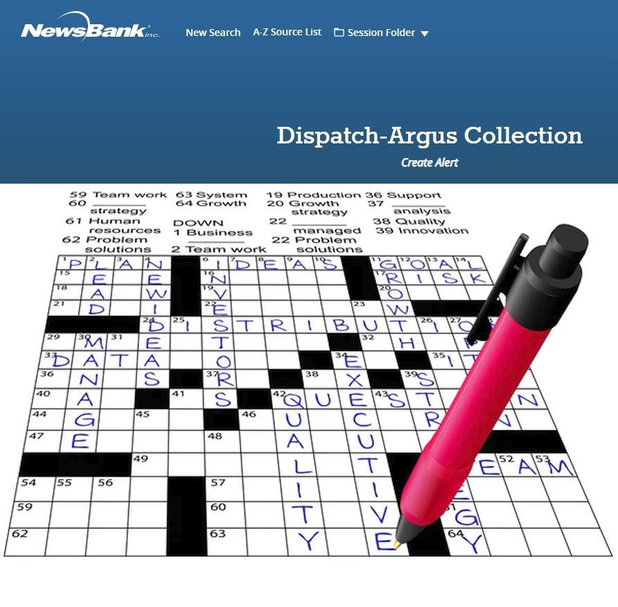 Picture of NewsBank header above crossword puzzle