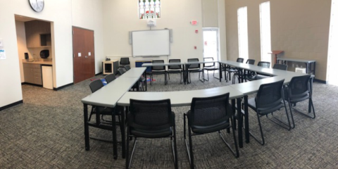 Southwest Community setup showing smartboard in room